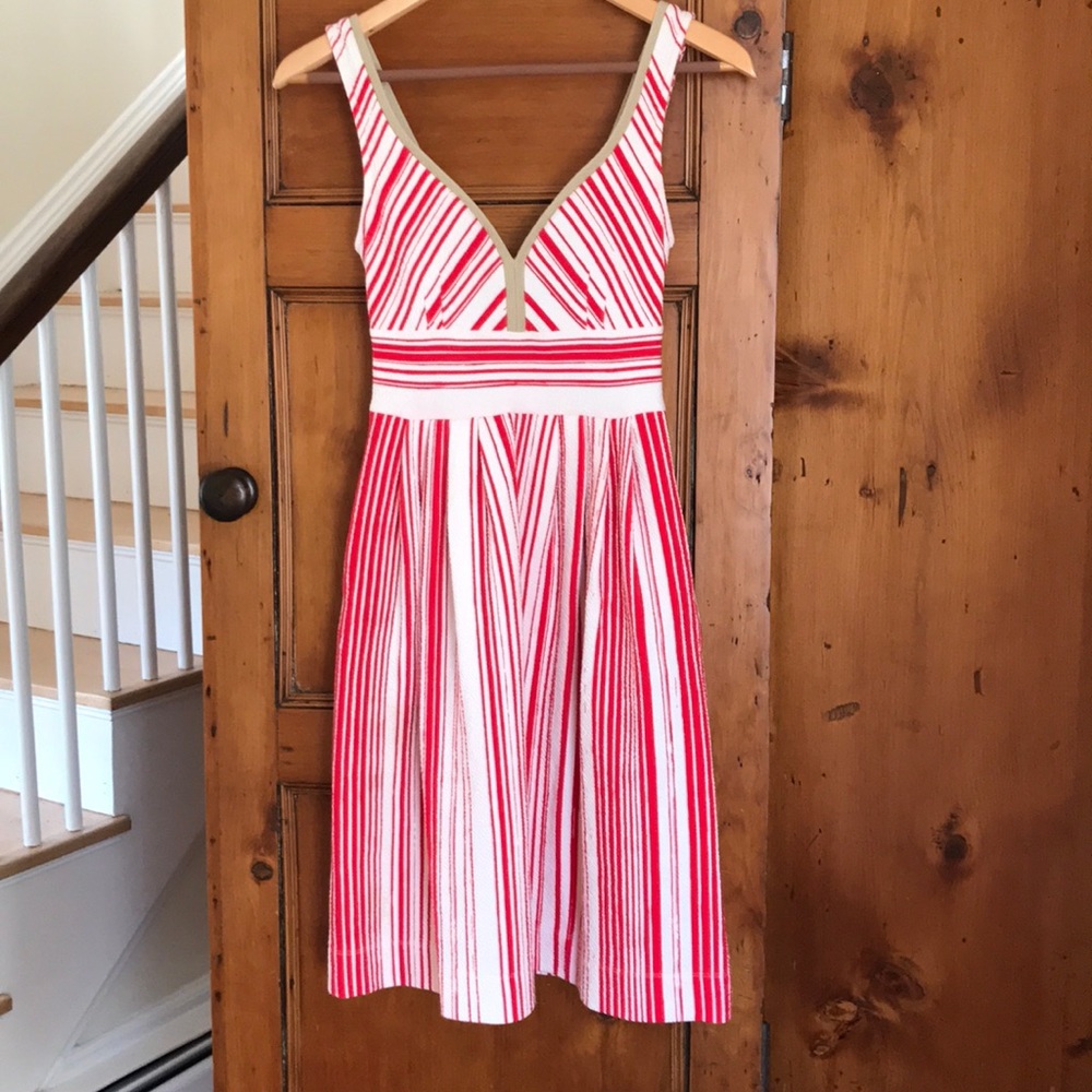 Red and white striped dress